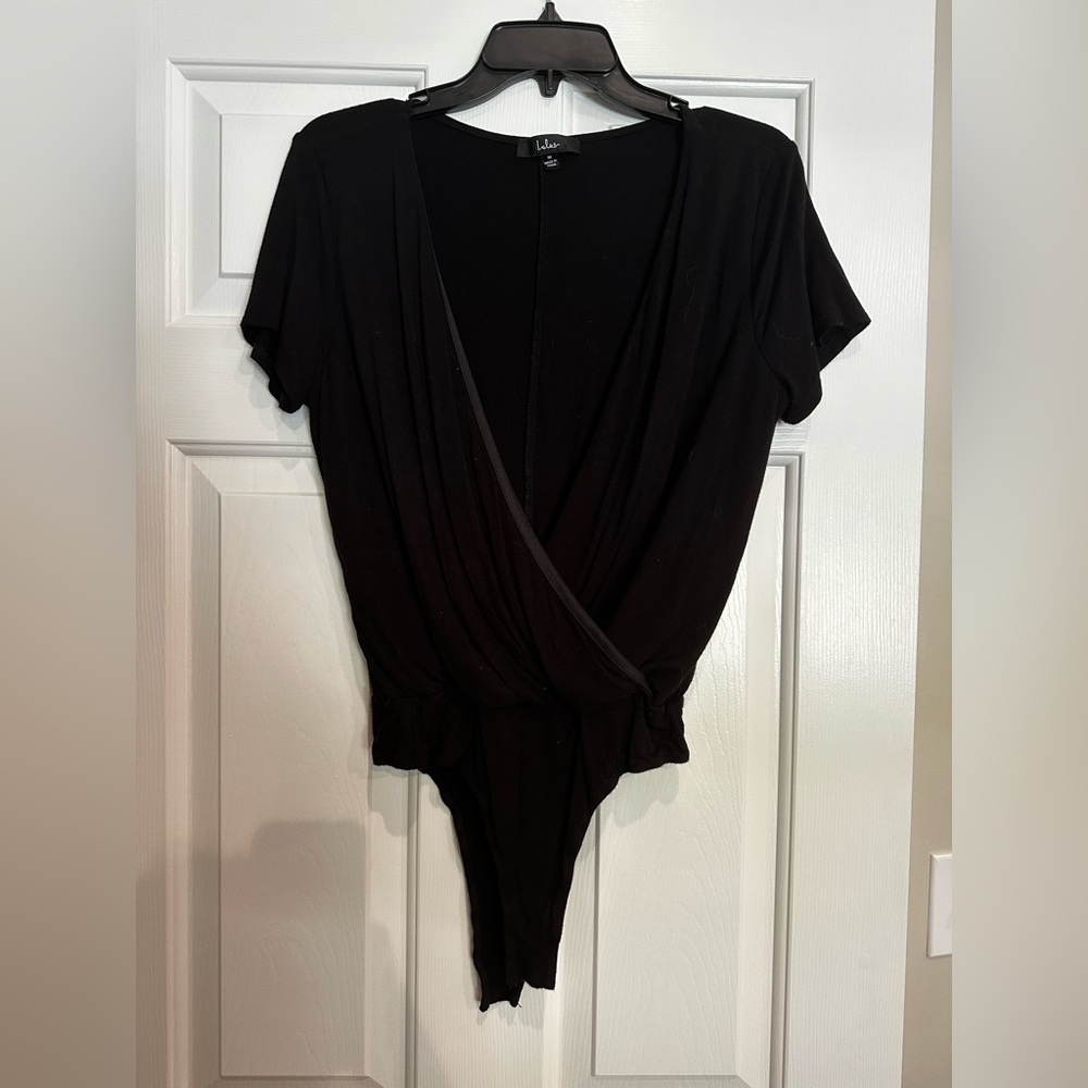 Lulu’s Black V Neck Bodysuit